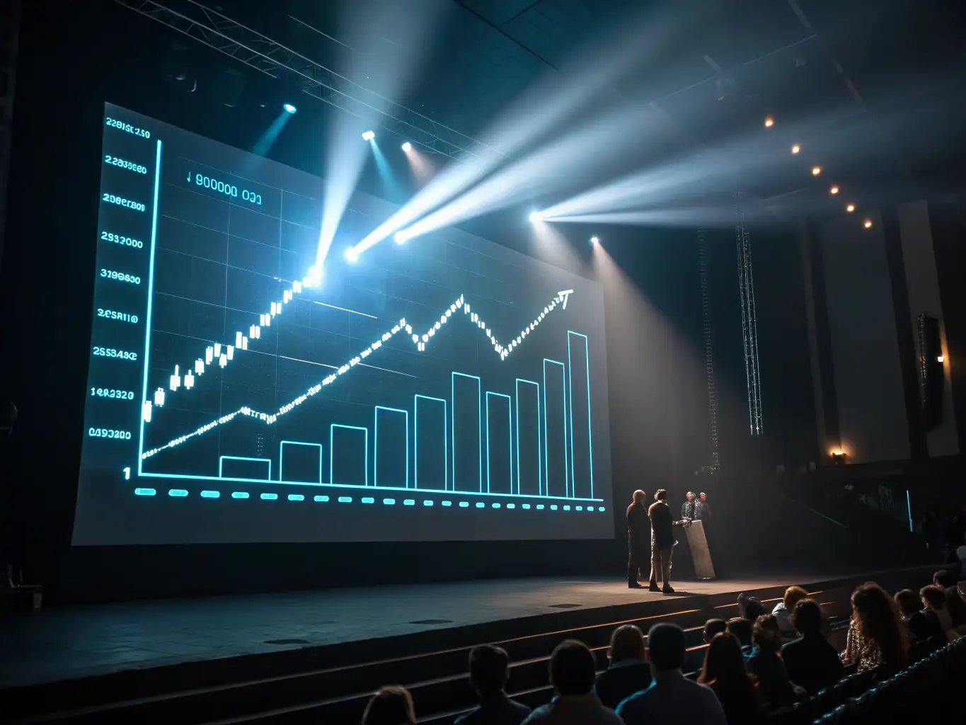 A graph and data charts illustrating market trends and consumer insights.